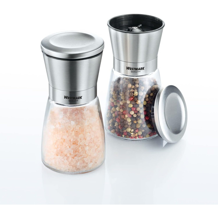 Дисплей Westmark, Вміст 6 дозаторів, Ємність 190 мл кожен, Скло/Нержавіюча сталь/Пластик, Прозорий/Чорний/Сріблястий, 63592611 (млин для спецій, , нержавіюча сталь)