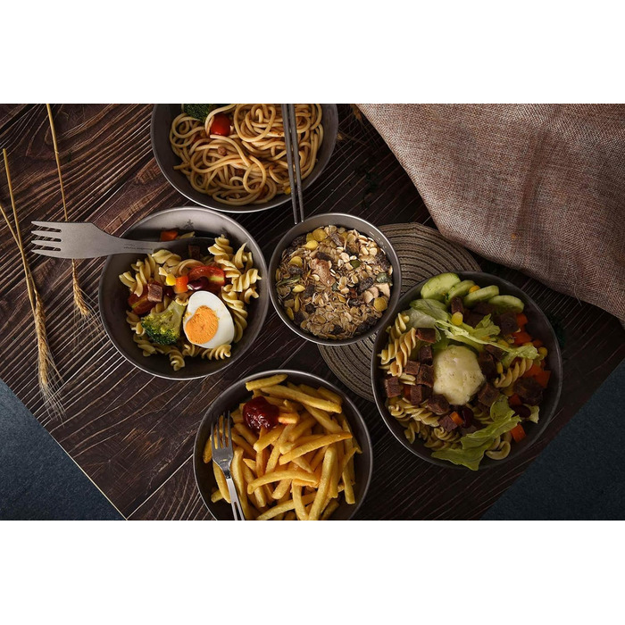 Мл Титановые миски Тарелка Сверхлегкая одностенная чаша Тарелка На открытом воздухе Кемпинг Посуда Кухонная утварь с сумкой для переноски Ti1107T (Ti1110T-5PCS/Set), 800