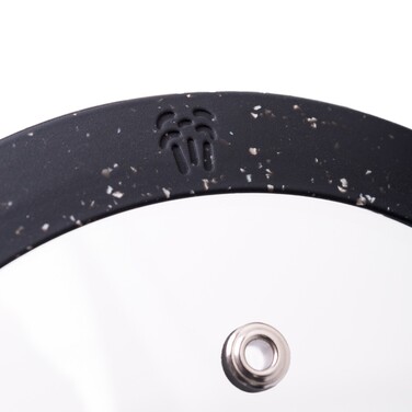 Крышка Fissman 22 см ARCADES с 'мраморным' силиконовым ободком черный цвет стекло (19902)