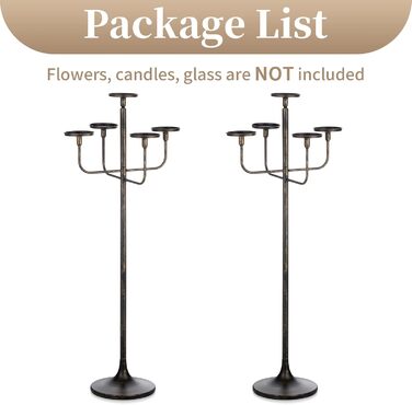 Підсвічник Sziqiqi, великий підсвічник висота 22 см, 5 вішок для свічок-паличок, стовпчастих свічок - металевий підлоговий підсвічник для вітальні на Хелловін, Різдво (чорний, 2)