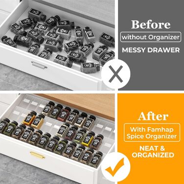Органайзер для спецій пластиковий розсувний, 24 комірки, прозорий Famhap