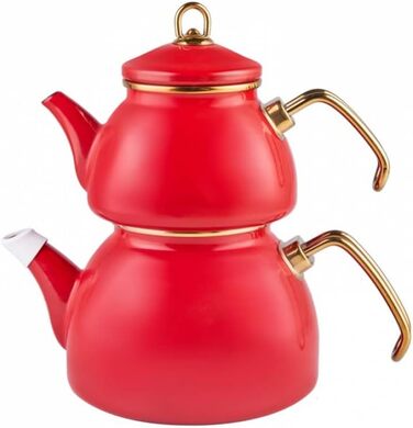Набор из 2 эмалированных чайников 1,1/2,3 л красный Retro Karaca