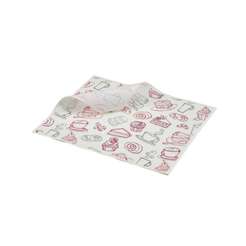 Жиронепроникний папір 25х20 см, принт кави та десерт, 1 упаковка (1000 аркушів), GenWare