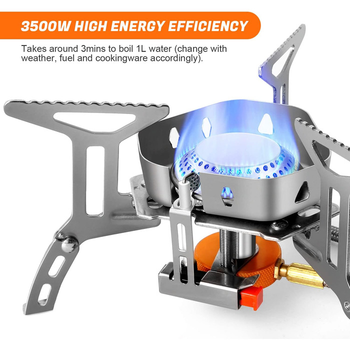 Вт Газовая плита с пьезоподжигом, ветрозащитная газовая походная печь для всех газовых горелок с винтовым картриджем, с адаптером Складная походная печь (3500 Вт с ветровым стеклом (красным)), 3500
