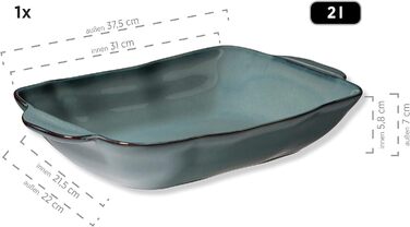 Серія Вера Каструлі з реактивною глазур'ю в наборі з 2 шт. , стійка до подряпин і порізів, прямокутна, блакитна, керамічна, 931846