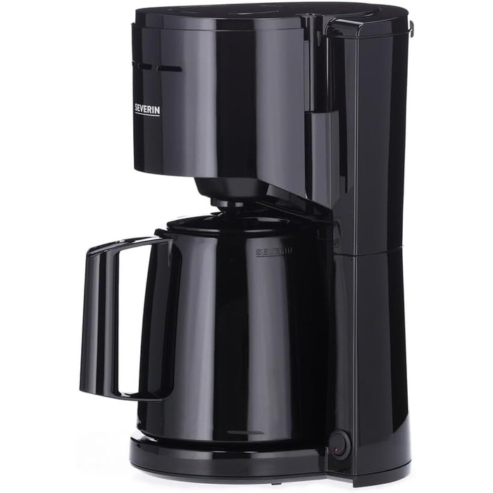 Кавоварка SEVERIN з фільтром з термоглечиком, кавоварка до 8 чашок, приваблива фільтр-машина з вакуумним глечиком, чорна, KA 9306 1 літр