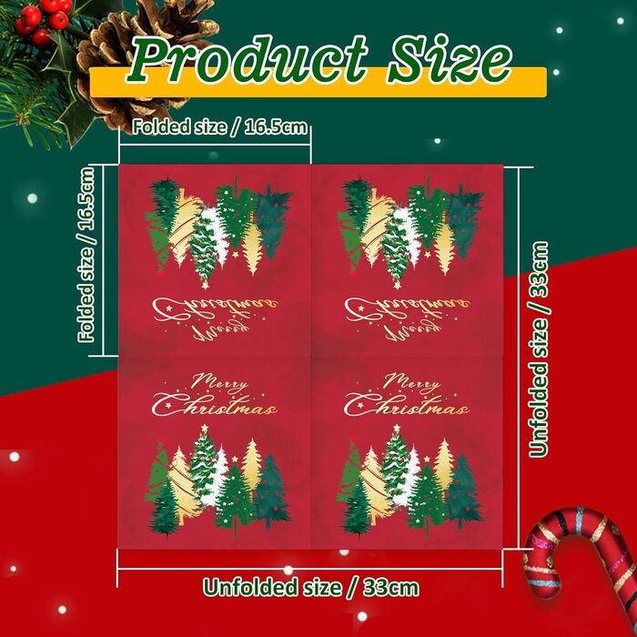 Червоні серветки Різдвяні ялинки серветки прикраса столу Різдвяна різдвяна прикраса Різдвяні серветки Різдвяні паперові серветки одноразові серветки &quotВеселого Різдва&quot 33 x 33 см 40 шт., 40 шт.