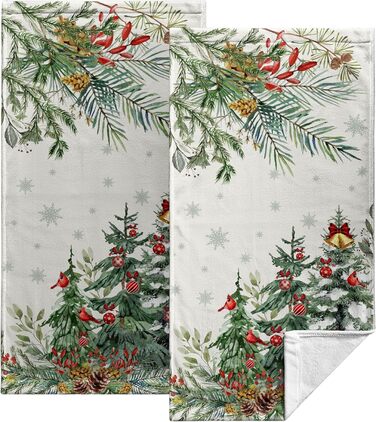 Різдвяні кухонні рушники Kwlegh, рушник для рук, різдвяна ялинка, цукерка-тростина, сніжинка, рушник для пальців, набір з 2 шт. , милий чоловічий банний рушник, високопоглинаючі рушники, 36 x (різдвяний сосновий ліс)