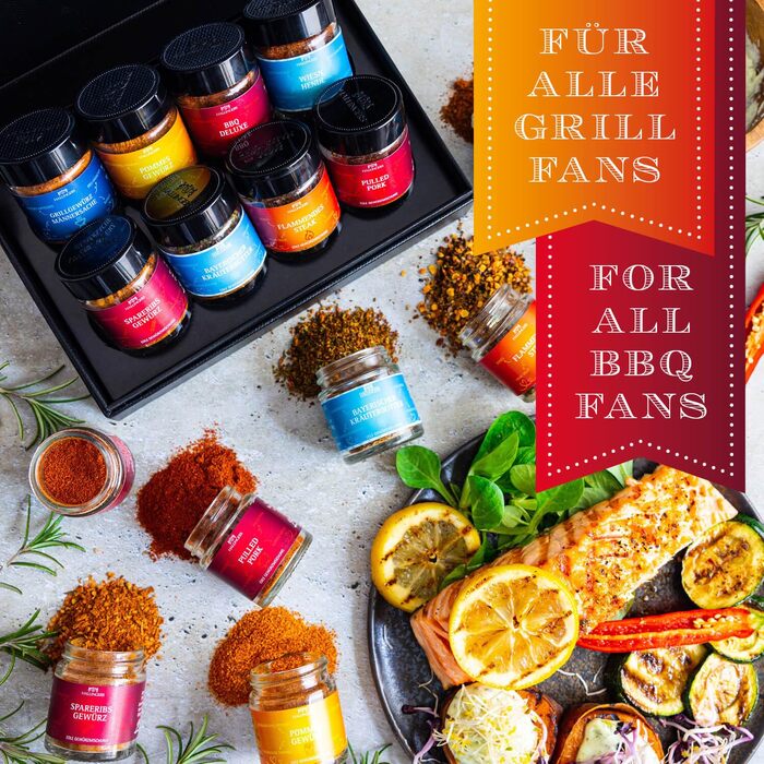 Подарунковий набір спецій ручної роботи, 12 спецій з усього світу (набір) - Літній подарунок та ідеальний подарунок для барбекю День народження, вітання, новосілля, річниця, дружба, Gen Selection, 12 спецій (73651) (Grillmeister, 8 спецій (72302))
