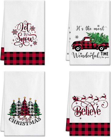 Набір з 4 різдвяних кухонних рушників 45 x 65 см, набір O Ohok