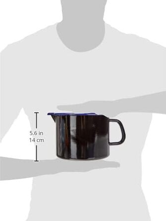 Горщик для дзьоба чорно-синій 16, CLASSIC - HOTEL PROFI ЧОРНИЙ/СИНІЙ, діаметр 16 см, висота 13,0 см, ємність 2,0 л, емаль, глечик, каструля для молока з носиком, індукційна, 0054-025