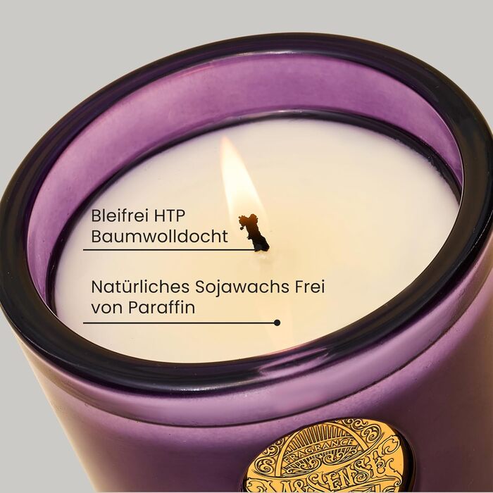 Ароматна свічка M&SENSE Лісова хатина, ароматичні свічки у склянці, натуральна соєва свічка, час горіння 55 годин, подарункові свічки для жінок та чоловіків, подарункова свічка (лаванда та цитрус, 260 г)