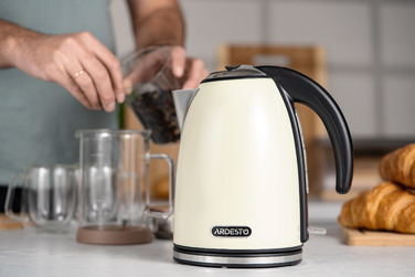ARDESTO Електрочайник EEKL-F340BG 1.7л/2200Вт/strix контроль/нерж. сталь/бежевий