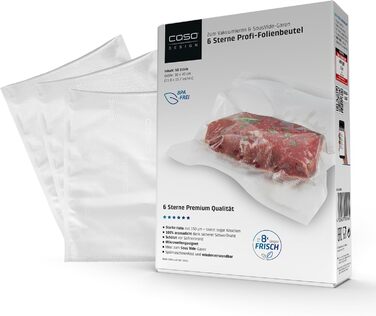 Професійні плівки CASO 6-зіркові 20x30 см, 50 вакуумних пакувальників для всіх вакуумних пакувальників, міцні та стійкі до розривів, приблизно 150 мкм, вакуумний пакувальник харчових продуктів, без BPA (30x40 см, пакети)