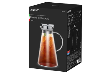 Кувшин ARDESTO с крышкой, 1800 мл, боросиликатное стекло, нержавеющая сталь