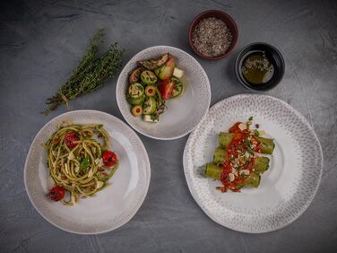 Тарілка меламінова глибока 24 см біло-сіра FOOTMARK APS