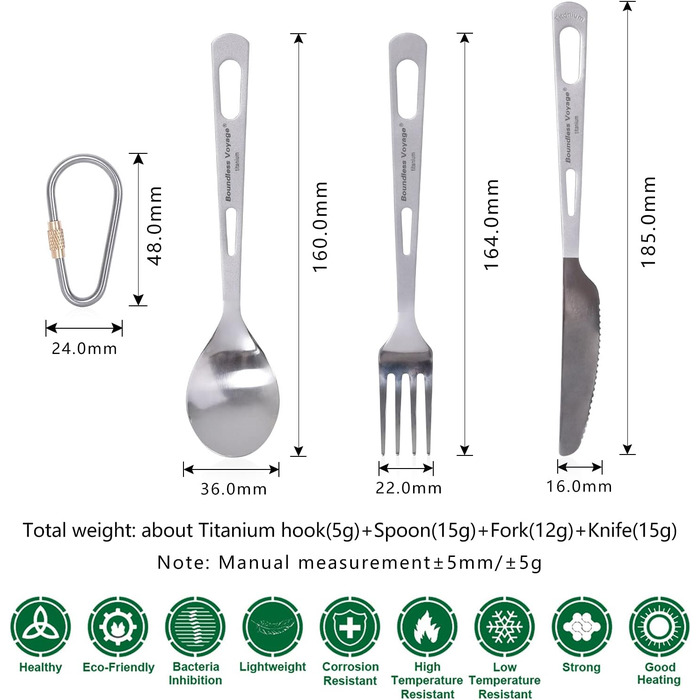 Титанові столові прилади для кемпінгів 3 шт. iBasingo