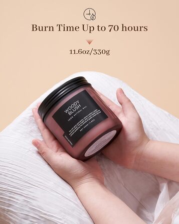 Ароматичні свічки M&SENSE з кавою у скляній банці з 2 гнітами 330 г, час горіння 70 годин, свічка з натурального соєвого воску для спальні, кухні, декору дому, подарункова свічка для чоловіків та жінок, смажена кава (коричнева)