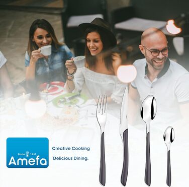 Набор столовых приборов, 24 предмета, набор столовых приборов на 6 человек, коричневые пластиковые ручки под дерево, можно мыть в посудомоечной машине, столовые приборы из нержавеющей стали, светлое дерево (серый)