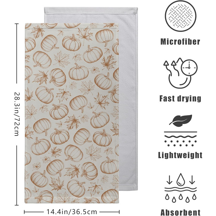 Різдвяні кухонні рушники Kwlegh, рушник для рук, різдвяна ялинка, цукерка-тростина, сніжинка, рушник для пальців, набір з 2 шт. , милий чоловічий банний рушник, високопоглинаючі рушники, 36 x (осінь-гарбуз-клен-ab)