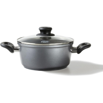 Лита алюмінієва каструля STONELINE XXL, велика каструля з кришкою, 7 л, антипригарне покриття зі справжніми кам&39яними частинками, каструля для індукції, підходить для всіх типів плит, духовки, приготування без жиру та олії, сіра (20 см)