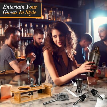 Набір для коктейлів 12 предметів чорний Cadobee