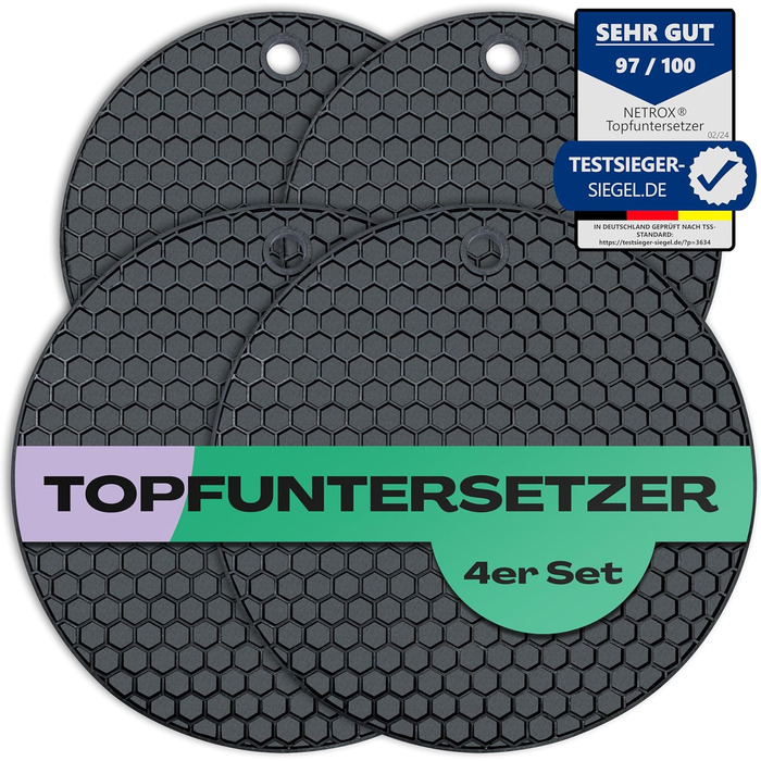 Набір із 4 силіконових підставок під гаряче Netrox