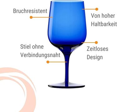 Коктейльні чаші Stlzle Lausitz Grandezza 240 мл / Набір з 6 келихів для мартіні/Келихи для аперитиву/Cosmopolitan Келихи для посудомийної машини безпечні та ударостійкі (склянки для води сині)