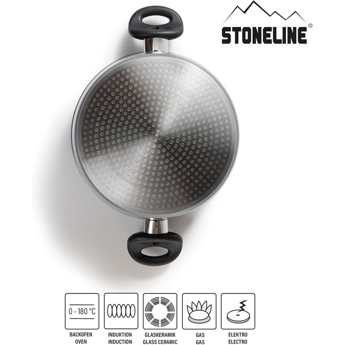 Каструля 7 л алюмінієва зі скляною кришкою 28 см STONELINE