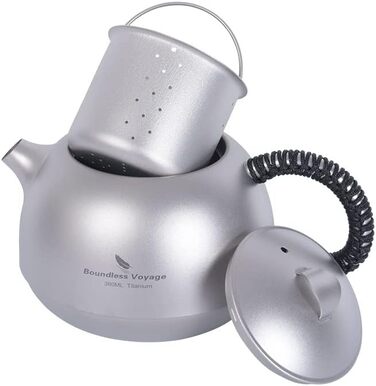Набор титановых чайников iBasingo с фильтром, ручкой и крышкой для защиты от ожогов Офисный чайный сервиз 380 мл Набор чашек для чайника для домашнего ультралегкого кемпинга Мини-чайник Ti3109D (Ti3108d только 380 мл чайник с сетчатым пакетом)