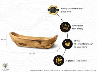 Багетна хлібниця з оливкового дерева - Миска для закусок довгаста - Дерев'яна миска в сільському стилі - Декоративна миска - Миска для фруктів - Миска ручної роботи - Миска для ювелірних виробів - Багатофункціональна миска (1,25-29 см)