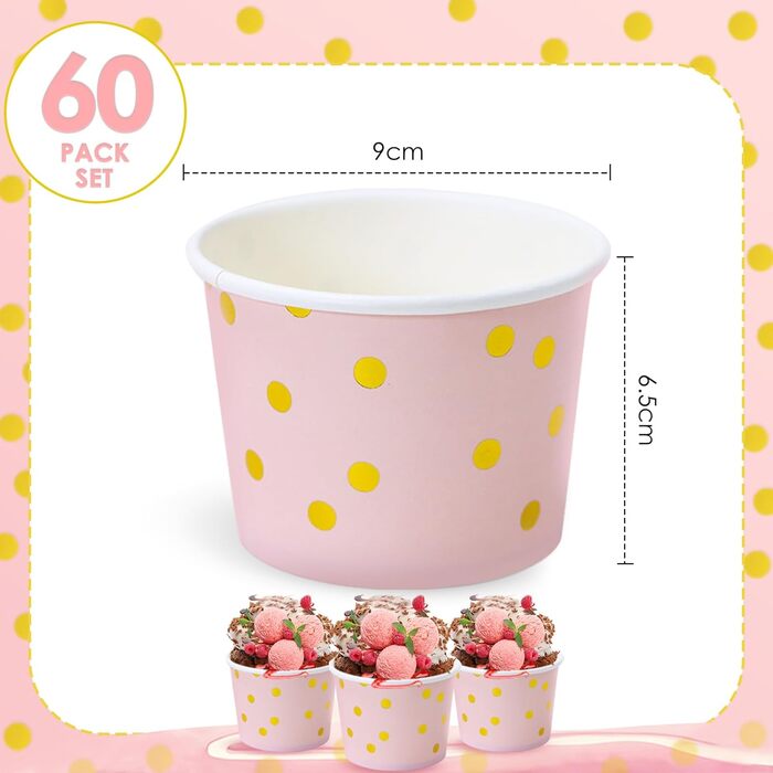 Набір паперові стаканчики для морозива 60 шт. 250 мл BIOZOYG