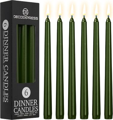 Набір з 6 конічних свічок 2,2 x 25 см, темно-оливковий DECO EXPRESS
