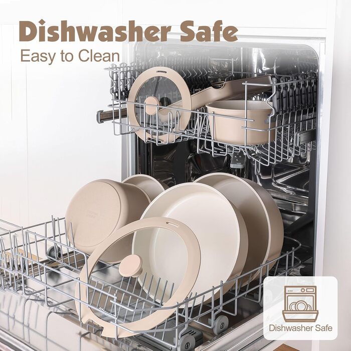 Набір кухонного посуду, 17 предметів, бежевий Sensarte