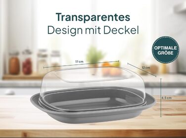 Маслянка з пластиковою кришкою, Маслянка з кришкою, Маслянка Можна мити в посудомийній машині, Коробка для масла, Контейнер для масла, Маслянка, Банка для масла, Маслянка - Синя x2 (Anthracitex2)