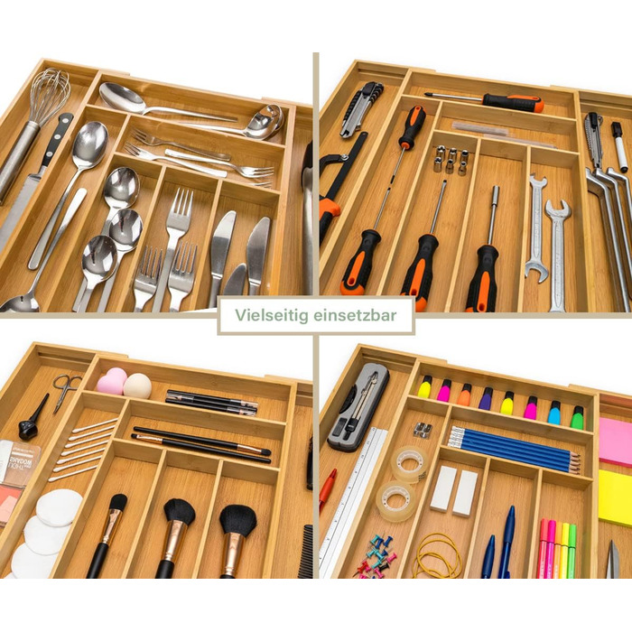 Органайзер для столових приборів розсувний 47 см, бамбук budu