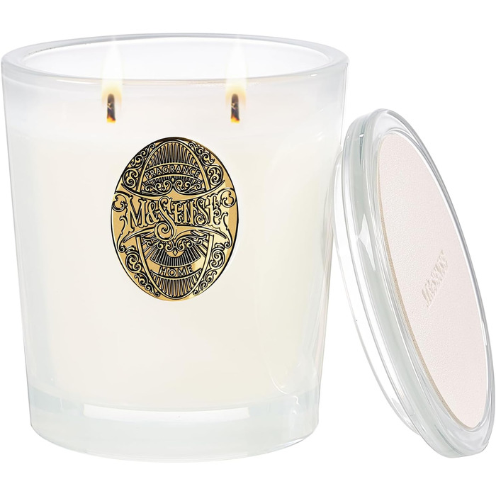 Ароматна свічка M&SENSE Лісова хатина, ароматичні свічки у склянці, натуральна соєва свічка, час горіння 55 годин, подарункові свічки для жінок та чоловіків, подарункова свічка (вершковий ванільний торт, 560 г)