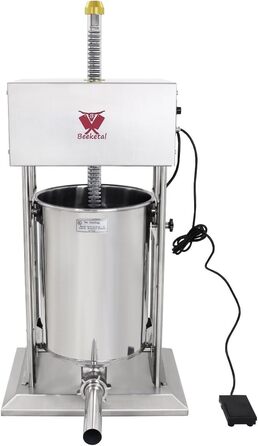 Промислова машина для наповнення ковбас Beeketal &39BTH07&39 з нержавіючої сталі (об&39єм 7 л/горизонтальна конструкція), професійна машина для наповнення ковбас з 2-швидкісним повністю металевим механізмом і рукояткою, включаючи 5 насадок для напов