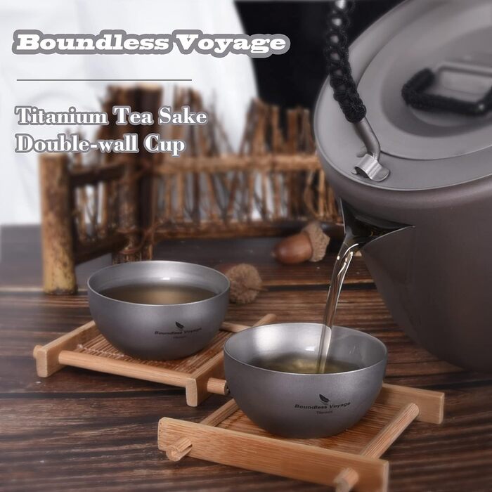 Маленькая титановая чашка с двойными стенками, легкая чашка для эспрессо, мини-чашка для винного саке, многоразовая на открытом воздухе, кемпинг, путешествия, прочная посуда для питья, портативная посуда, 2 шт./комплект Ti3089D (3 шт.)