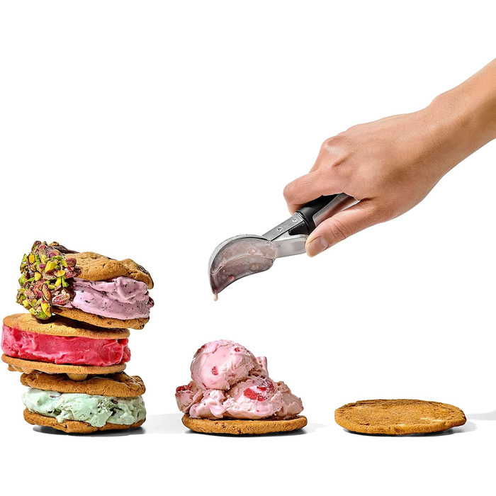 Ергономічна ложка для морозива OXO Good Grips з ежектором нержавіюча сталь 11,7 x 26,7 см, курок (вигнута, сталь)