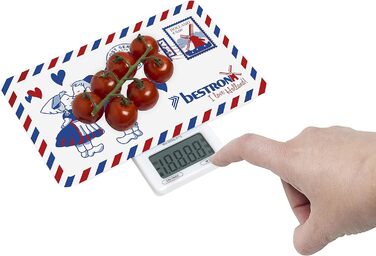 Цифровые кухонные весы Bestron с ЖК-дисплеем, Ретро-дизайн, Сладкие сны, Грузоподемность 5 кг, Точность до 1 г, Стекло, Розовый (Белый/Синий (Я люблю Голландию))