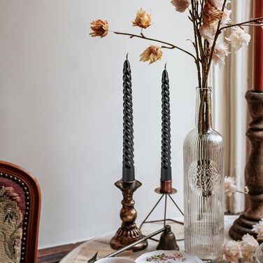 Набор из 4 конических спиральных свечей 2 x 20 см, черный Bolosa