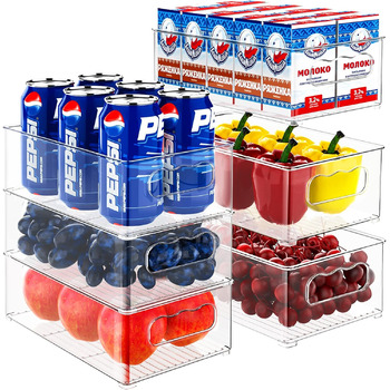 Набір холодильників-органайзерів 9 упаковок (3 розміри) Холодильник-органайзер, кухонний органайзер для комори, морозильної камери, шафи, ящика, офісу (2 розміри 6 упаковок)