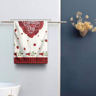 Різдвяні кухонні рушники Kwlegh, рушник для рук, різдвяна ялинка, цукерка-тростина, сніжинка, рушник для пальців, набір з 2 шт. , милий чоловічий банний рушник, високопоглинаючі рушники, 36 x (серце червоної троянди)