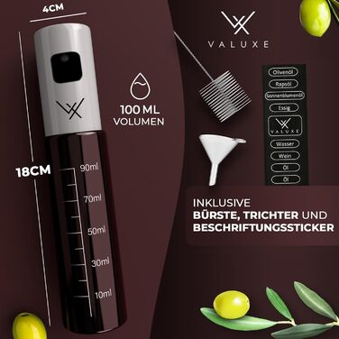 Масляный распылитель для растительного масла и уксуса с защитой от ультрафиолета Стекло и распылительный фильтр - Бутылка с масляным распылителем из нержавеющей стали в белоснежном цвете - Точный распылитель оливкового масла, распылитель масла, распылител