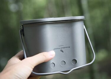 Мл Набір титанових кемпінгових печей зі складною ручкою та кільцем для підвішування Пікнік на свіжому повітрі 2 в 1 Їдальня у формі нирки Набір дров'яних печей Легкий клапан Підвісна конфорка для 1 людини Ti2005C, 800