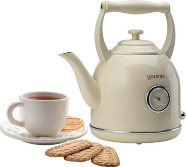 Gorenje Електрочайник, 1,7л, 2200Вт, strix контроль, пластик + метал, бежевий