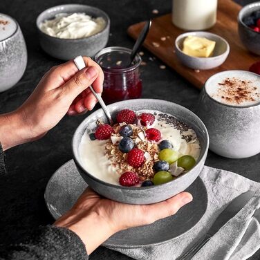 Набор посуды Misty Cliff 24 предм., Столовый сервиз из керамогранита на 4 персоны (набор мисок для хлопьев из 2 шт.)