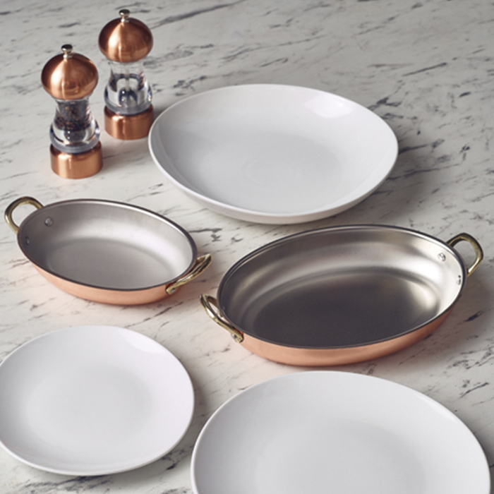 Сковорідка для подачі 18.5*13.5 см, овальна, мідне покриття GenWare