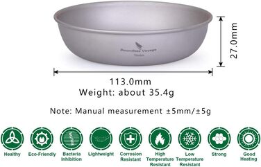 Безграничный Вояж Сверхлегкий Кемпинг Титановая Сковорода Посуда Тарелка С Сумкой Для Переноски Наружная Титановая Посуда и Измерительный Набор Приборов (Ti13136B)